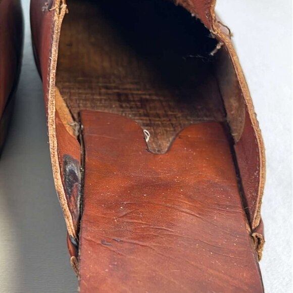 Womans 11B Vintage Leather Wood Clogs Hippie Boho EUC - Picture 7 of 16
